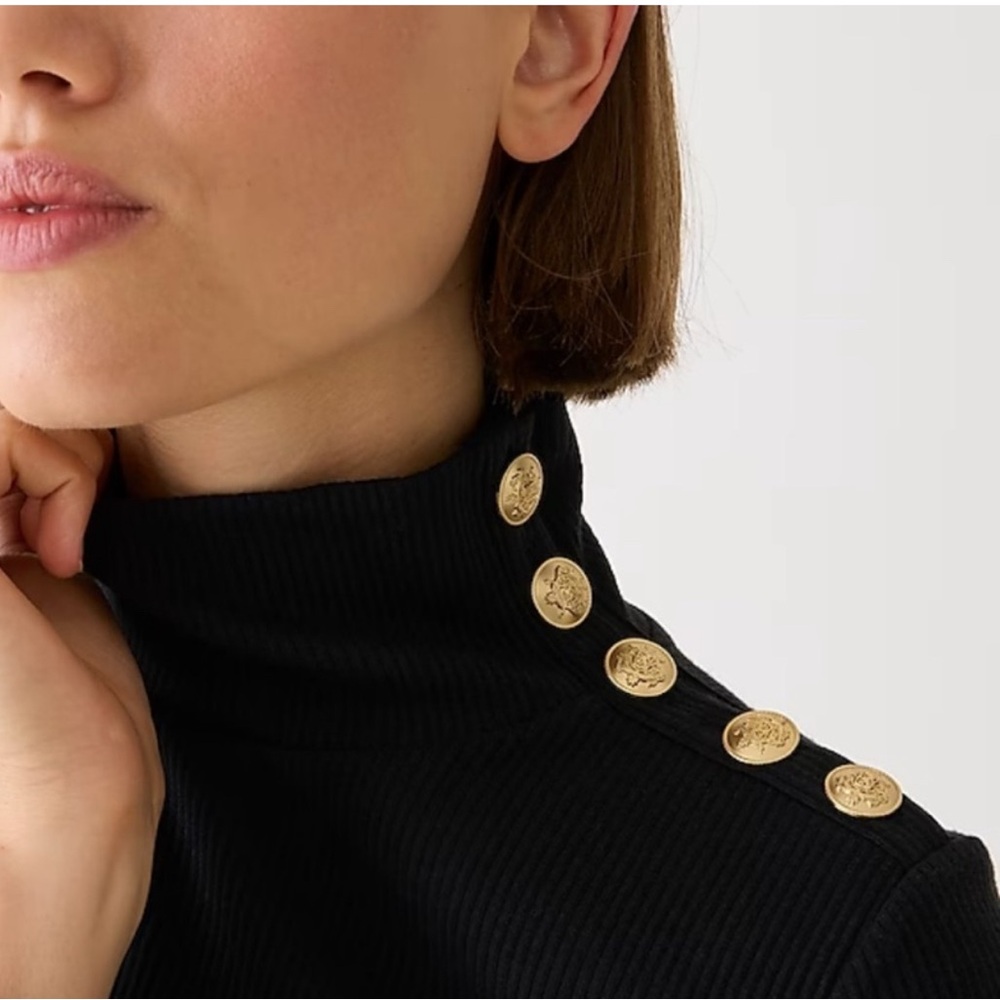 J. Crew Vintage Rib Turtleneck with buttons